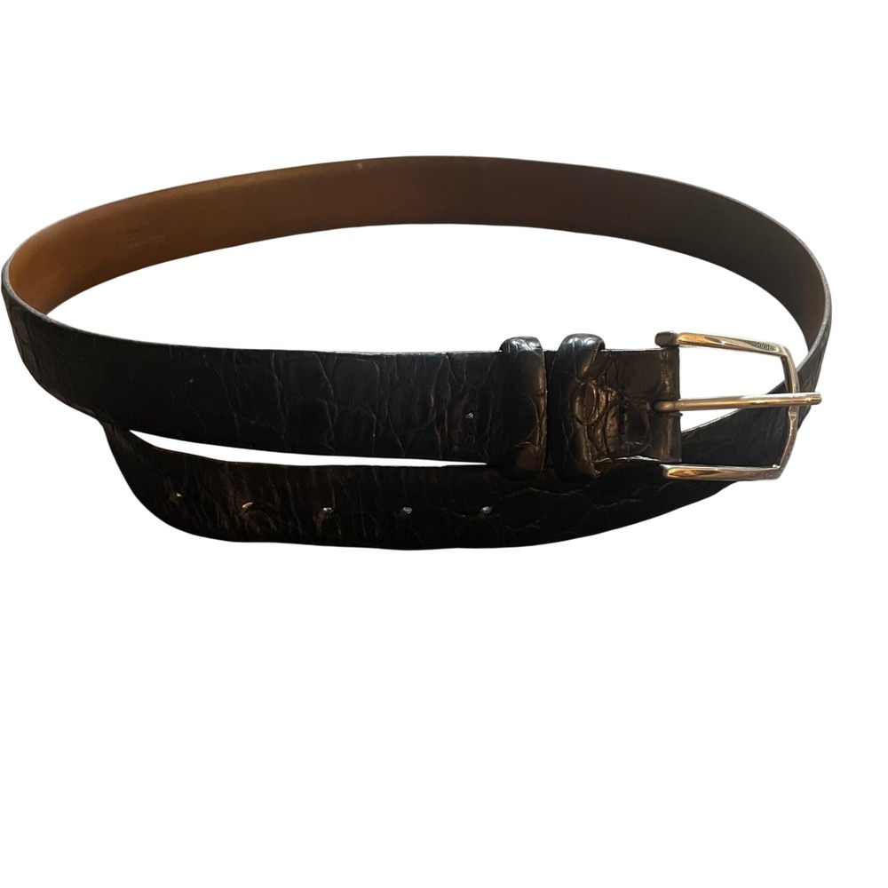 Torino Mens Black Crocodile Embossed Italian Leather Dress Belt Size 38